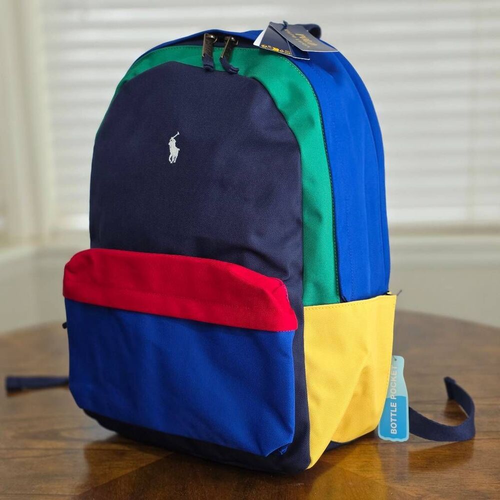 Polo Ralph Lauren Colorblock Multi-Color Backpack Bag 9AR151-E69 New Pony Logo
